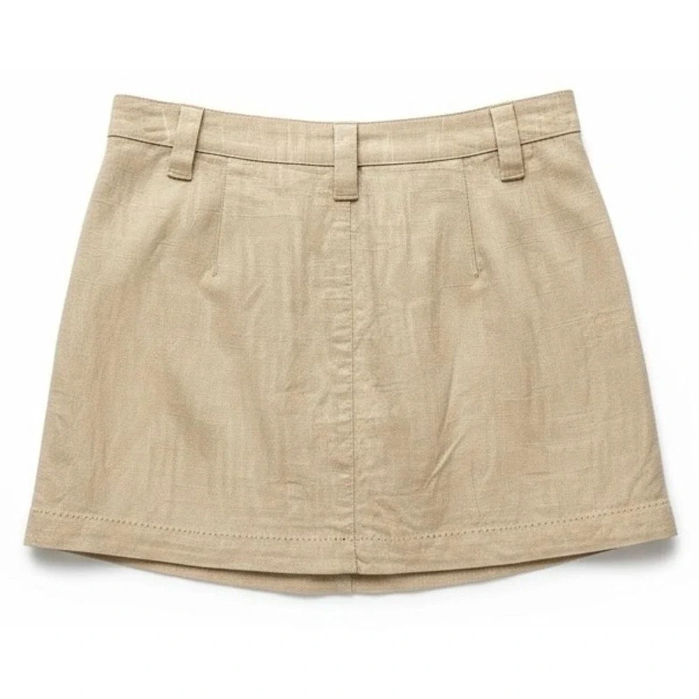NEW Free People Women's Beige Mini‎ Skirt Size 8 Linen Blend